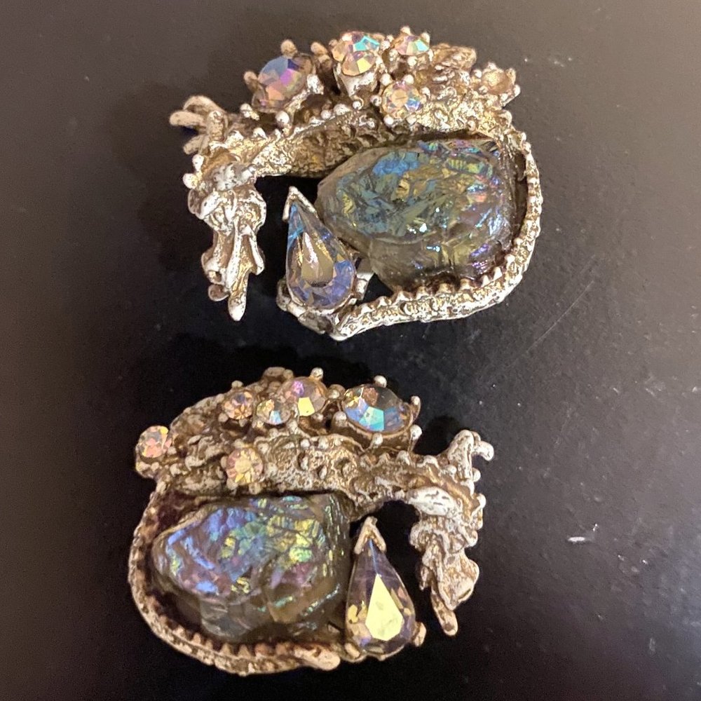 Vintage Signed HAR Dragon Clip-On Earrings